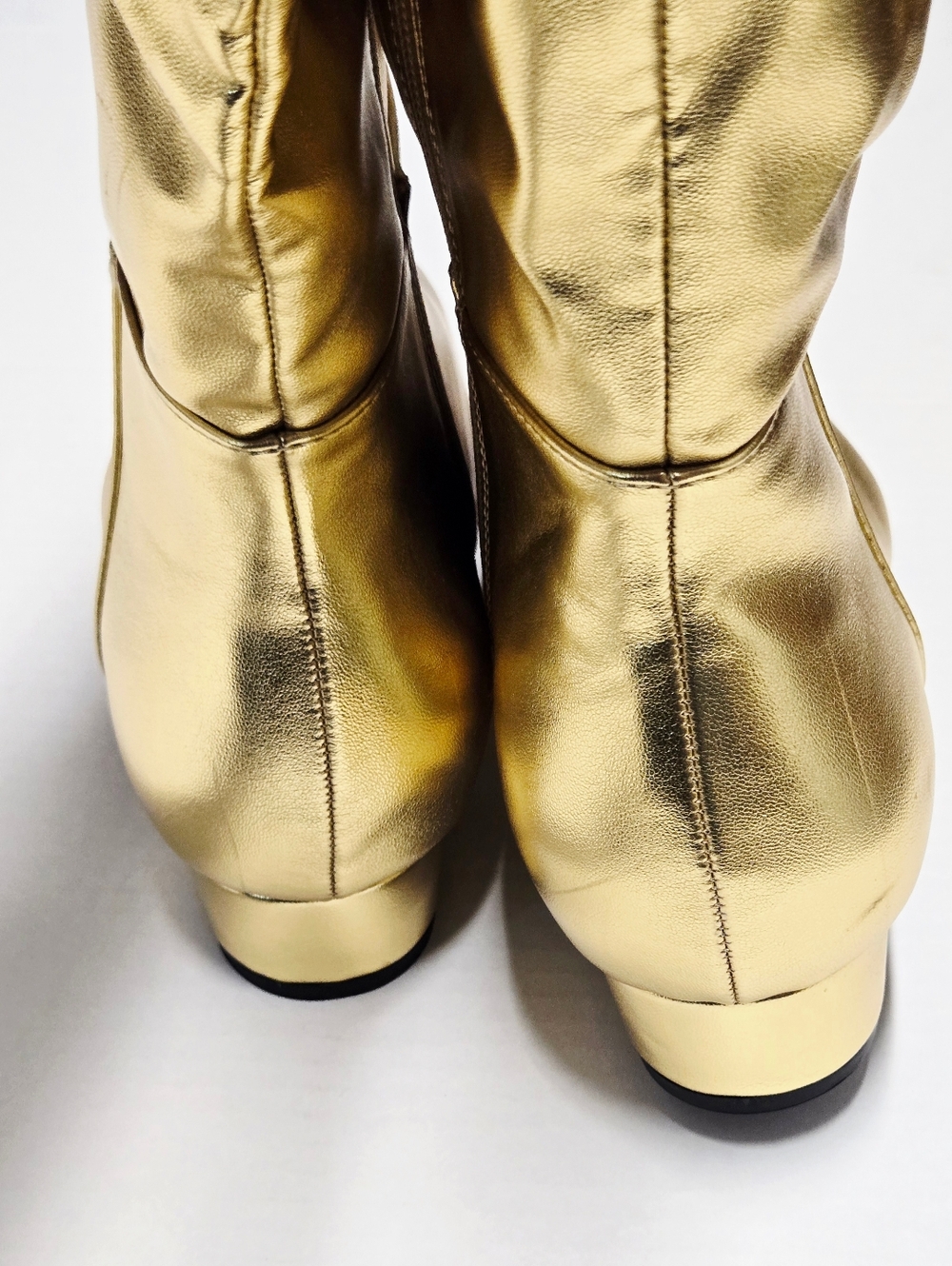 Beauty Cry Gold Metallic Knee High Boots Square Toe Low Heel Riding Boots 10.5 - Picture 9 of 12